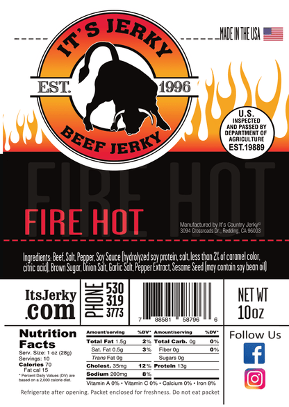 Fire Hot Beef Jerky 10oz